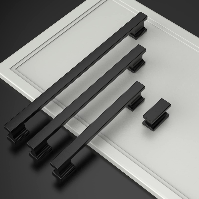 Amerdeco 10 Pack Matte Black Cabinet Pulls 6.25"/160MM Hole Center