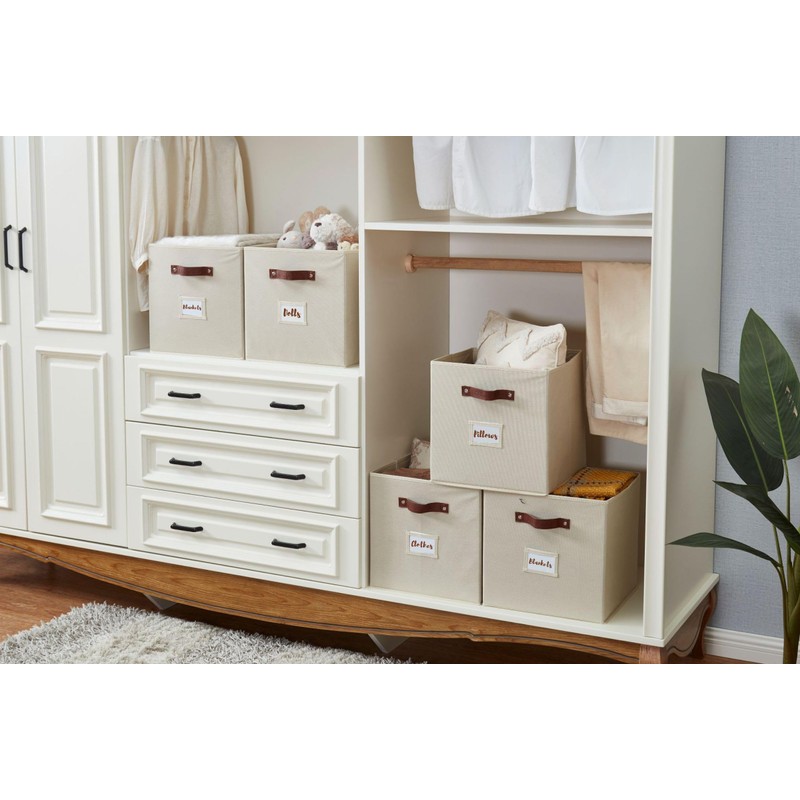 DECOMOMO Storage Bins, Cube Storage Bin with Labels, Fabric Storage