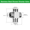 sourcing map G1/2" Shower Diverter Valve 4 Way, Stainless Steel
