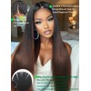 KLAIYI Ombre Brown V Part Wig Yaki Straight Human Hair