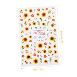 Healvian Sunflower Nail Decals 8-Set Transfer Stickers for DIY Nail Design for Women and Girls