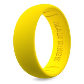 MAUI RINGS M Mens Silicone Wedding Band Durable Silicone Ring Comfortable Men’s Jewelry Gift (Yellow A 13)