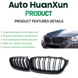 F30 Front Kidney Grille Replacement Grill Compatible With 3 Series F30 F31 2012-2018 320i 328i 328d 330e 330i 335i 340i 328i Easy Installation ABS Materia (Double Slats/Gloss Black, F30 (2012-2018))