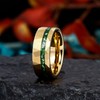 Reseldda Crushed Emerald Inlay 8mm Mens Tungsten Wedding Bands with