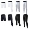 Men's Quick-Dry Compression 3/4 Yoga Leggings for Summer Fitness & Sports Basketball Left 7 Points Right 5 Points White+XXXL 5ea