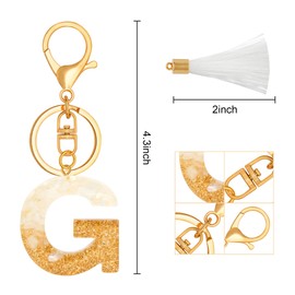 TTYY Initial Letter Keychain for Women Birthday gift To Little Girls Tassel Butterfly Pendant Key Ring for Backpack (White crystal LetterG)
