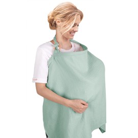 Manta para Amamantar Bebe, Manta de Lactancia Hipoalergenico Privacidad y Transpirable, Funda de Lactancia con Correas Ajustables, Manta Lactancia para Asiento de Automóvil, Silla Alta (Verde claro)