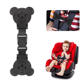 LUCKYBEE Child Seat Escape Prevention Clip Safety Seat Harness Clip Seat Belt Buckle Safety Measure for Kids Car Easy to Carry and Remove Baby Stroller Bicycle (Buckle Attached) Black - 1 Set