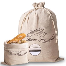 Consss Reusable Sourdough Bread Bag, 20" X 14" Linen Bread Bags for Homemade bread Storage, Double Layer Keep Fresh Cloth Large Leak Proof Oil Lining