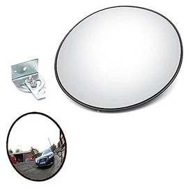 KPfaster 12 Convex Security Mirror Curved Safety Mirror with Adjustable Fixing Bracket for Indoor Outdoor, Office Warehouse Driveway Garage Store(US Stock)