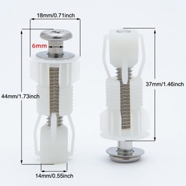 RecDec 4 Pack Toilet Seat Hinges Bolt Kit Replacement Parts Non Loose Toilet Seats Screws and Bolts Nuts Set Hardware Blind Hole Fixings for Top Mount Toilet Seat with Easy Clean & Change Hinge
