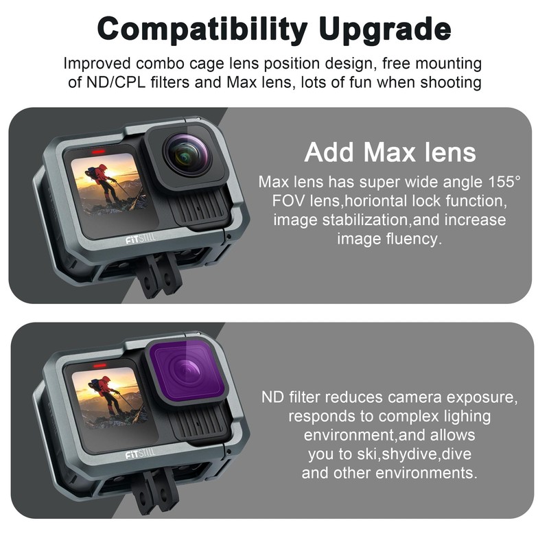FiTSTILL Aluminum Metal Cage Frame Housing for Go Pro Hero