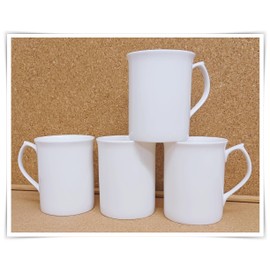Rainbow Decors White Mugs Set of 4 Fine Bone China 9 oz Topaz Lightweight Cups