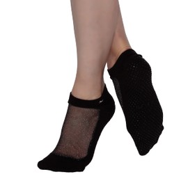 SHASHI Star Mesh Socks - With Grip For Yoga - Non Slip - W/Storage Pouch Pilates Barre Workout Socks - For Women -Diamond Dust-Medium