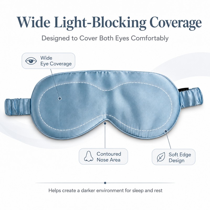 100% Mulberry Silk Sleep Mask – Soft Breathable Wide-Coverage Eye