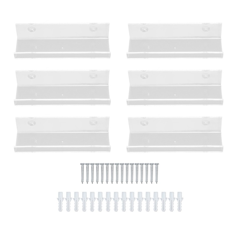 6 Pcs Acrylic Record Shelf Wall Mounted Clear Vinyl Record