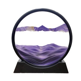 SOFLIY 3D Dynamic Sand Art Liquid Motion, Moving Sand Art Picture Round Glass 3D Deep Sea Sandscape in Motion Display Flowing Sand Frame Relaxing Desktop Home Office Work Decor (12“, Purple)