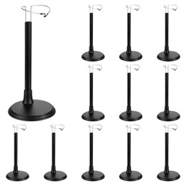 Nodaaiie 12-Piece Adjustable Doll Stands for 8-14 Inch Dolls & Action Figures - Retractable Waist Clip Display Set for Home, Store, Party (Black)