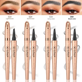Vawolecy Microblade Eyebrow Pencil, Eyebrow Pencil with Premium 4 Prong Micro Fork Tip Applicator, Durable Waterproof