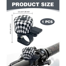 TPZORJX 1 Piece Children's Bicycle Bell, Mini Aluminium Loud Bicycle Bell, Mountain Bike Accessories, Kids Bicycle, Scooter, (Black/White Check)