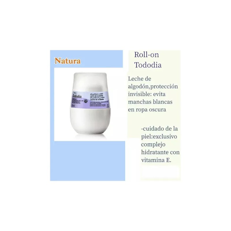 Desodorantes Antitranspirante Natura Roll-on 70ml Fragancia Algodón