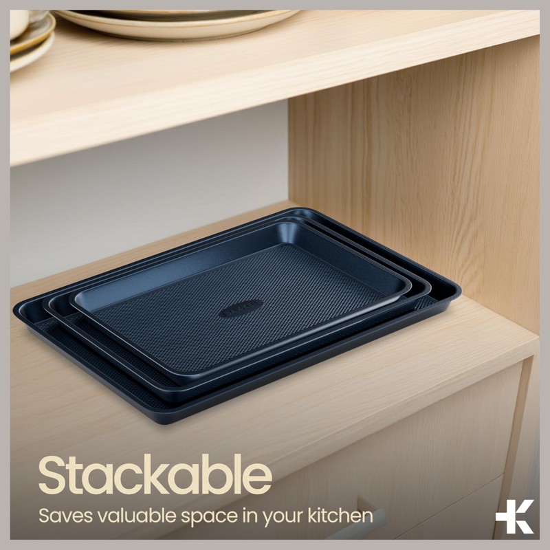 Diamond Bottom Cookie Sheet Set of 2, Nonstick Blue Carbon