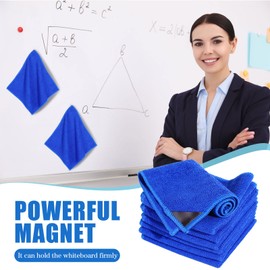 Zopeal 8 Packs Dry Erase Board Cleaning Cloth Microfiber Eraser Magnetic Whiteboard Eraser Washable for Whiteboard Dry Erase Cloth for Home and Office, 10'' x 9. 25''(Blue)