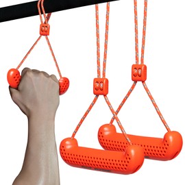 GD Fly Grip Pull Up Handles for Neutral Grip & LAT Pull Down Attachments – Perfect Grips for T-bar Row, D Handle Cable Attachment, Gym Equipment (Red Grip(Mixed Strap))