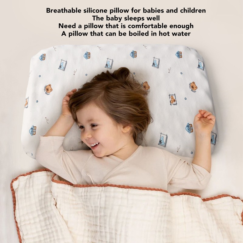 Baby Nursery Pillow Pure Cotton Cartoon Print Wave Single Layer