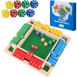 Elfclove Shut The Box Game， 1-4 Players Table Game ，Classic 8Dice Shut The Box, Math Skills Game，Suitable for Families, classrooms, and Parties(8.66 Inches Colorful)