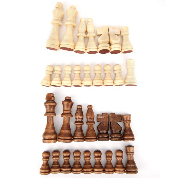 32PCS Wooden International Chess Pieces with No Board, Portable International