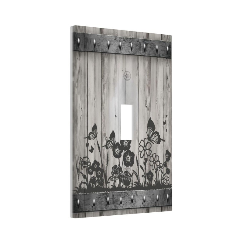 Lhdlnn Grey Barn Door Wood Light Switch Cover Decorative Rustic