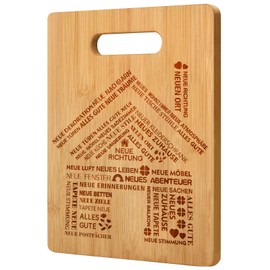 Geschenk zum Einzug Bambus Schneidebrett, Einzugsgeschenke Haus Wohnung, Geschenkideen zum Einzug, Einweihungsgeschenk Haus, Richtfest Geschenk, Neues Zuhause Geschenk (21.6 * 28 * 1.2 CM)