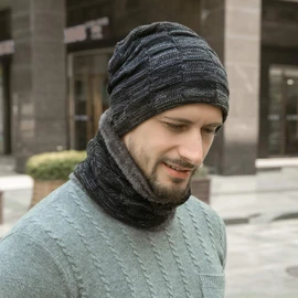 Mens Winter Beanie Hat Scarf Set Warm Fleece Lined Snow Knit Ski Cap …
