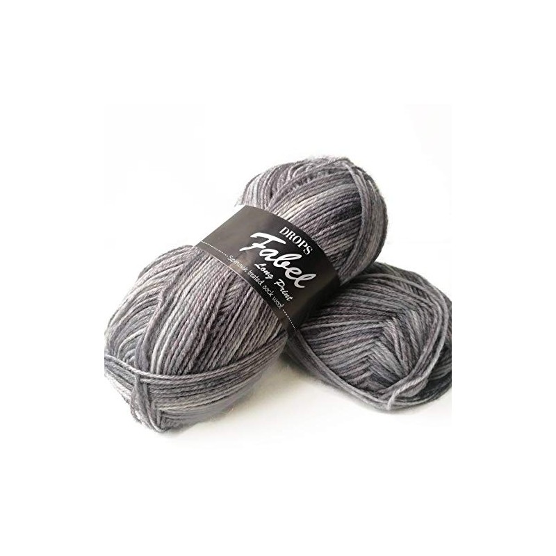 Drops Fabel Long Print - Silver Fox (602)