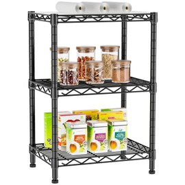 Golpart 3 Tier Adjustable Storage Shelves Heavy Duty Metal Utility Shelf Wire Shelving Unit Organizer Rack for Home Kitchen Office Bathroom Pantry Room 12" D x 18" W x 30" H