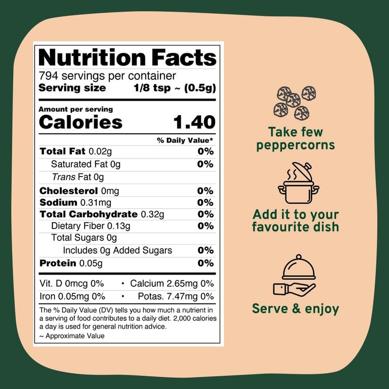 SPICE TRAIN, Black Peppercorns (397g/14oz), Non-GMO, 100% Raw Black Pepper