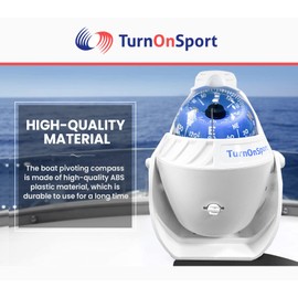 Boat Compass Marine Dash Mount - Boating Dashboard Compass Large | Navigation Marine Compass for Boat Surface Mount | Illuminated Ball Compass for Ship Dashboard - LED Light Sea Compass Bracket