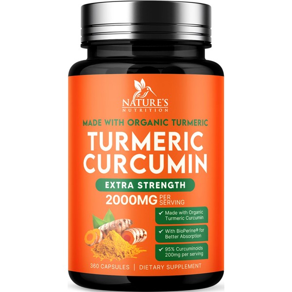 Turmeric Curcumin Supplement 2000mg - Nature's Joint & Immune Support,