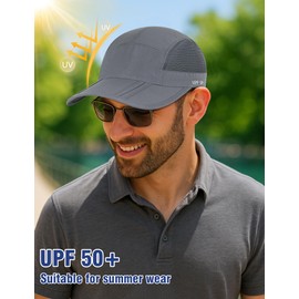 Becellen Summer Baseball Cap, Foldable UV Protection Cap, Lightweight Adjustable Caps, Men's Mesh Baseball Cap, Unisex, Breathable Sports Cap for Men and Women, Outdoor, gray, Unit size