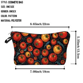 Livel lhood Tomato Makeup Bag Red Tomato Pattern Small Cute Organizer Bag Zipper Pouch Tomato Illustration Print Cosmetic Bag Present for Women Friends, hzt0509