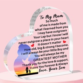 JETTOP Mum Birthday Gifts from Son Mothers Day Gift from Son Mummy Mum Christmas Acrylic Plaque Presents I'll Alway Be Your Little Boy