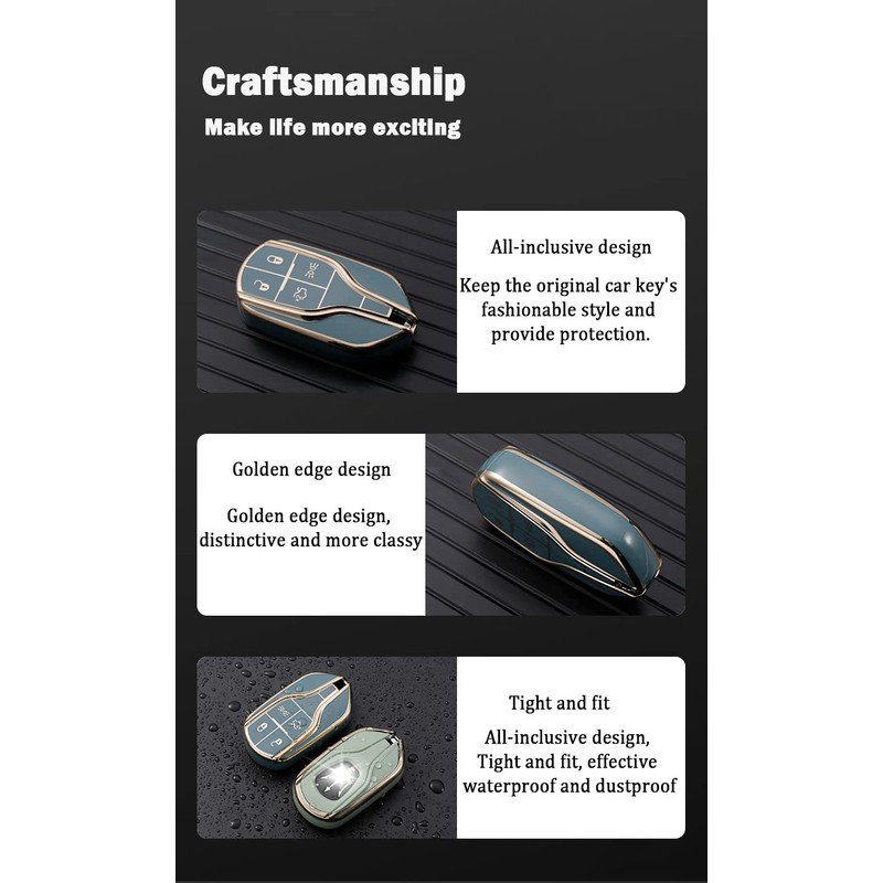 TECART Key Fob Cover Fit For Maserati Ghibli Soft TPU