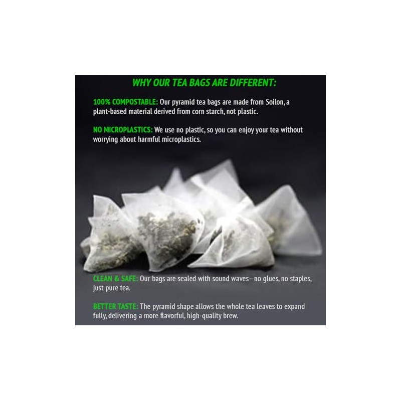 Gynostemma Tea - USDA Organic Jiaogulan Pyramid Teabags - Caffeine-Free