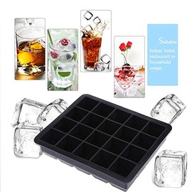 Bandeja de silicona para cubitos de hielo, 20 rejillas, para hacer cubitos de hielo, bar, hotel, restaurante, uso doméstico(Negro)