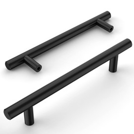 Amerdeco Pack of 12 Furniture Handles Stainless Steel Black Cabinet Handles Kitchen Handles 128 mm Hole Spacing Drawer Handles Zinc Alloy Drawer Handles for Kitchen Cabinets Wardrobe