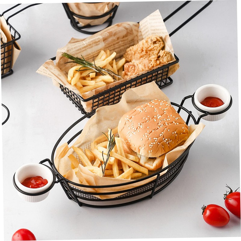 Ciieeo 1Pc Stainless Steel Frying Basket Black French Fries Container