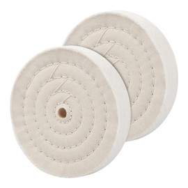 Shengxi 6 Inch Cotton Buffing Polishing Wheel 2 Pcs White Fine Cotton Extra Thick (70 Ply) with 1/2" Arbor Hole for Bench Grinder Buffer Polisher
