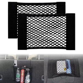 2 Stück Kofferraum Netztasche mit Klett • Organizer Netz fürs Auto zum Aufbewahren & Verstauen • 40x25 cm, Elastischer Rand hält Lasten Fester, Kfz Aufbewahrungsnetz Universal für Auto/SUV