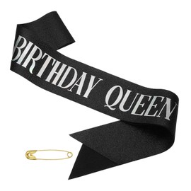 PATIKIL Birthday Girls Sash, Glitter Birthday Sash for Women Satin Queen Sash Party Decorations with Safety Pin for Party Gifts Favors, Black Fantasy